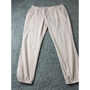 New York & Company Womens Blush Pink Fleece Jogger Sweatpants Size L Drawstring